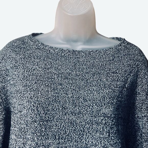 Brandy Melville One Size Navy Blue Marled Knit Pullover Sweater High Low Hem - Picture 6 of 9